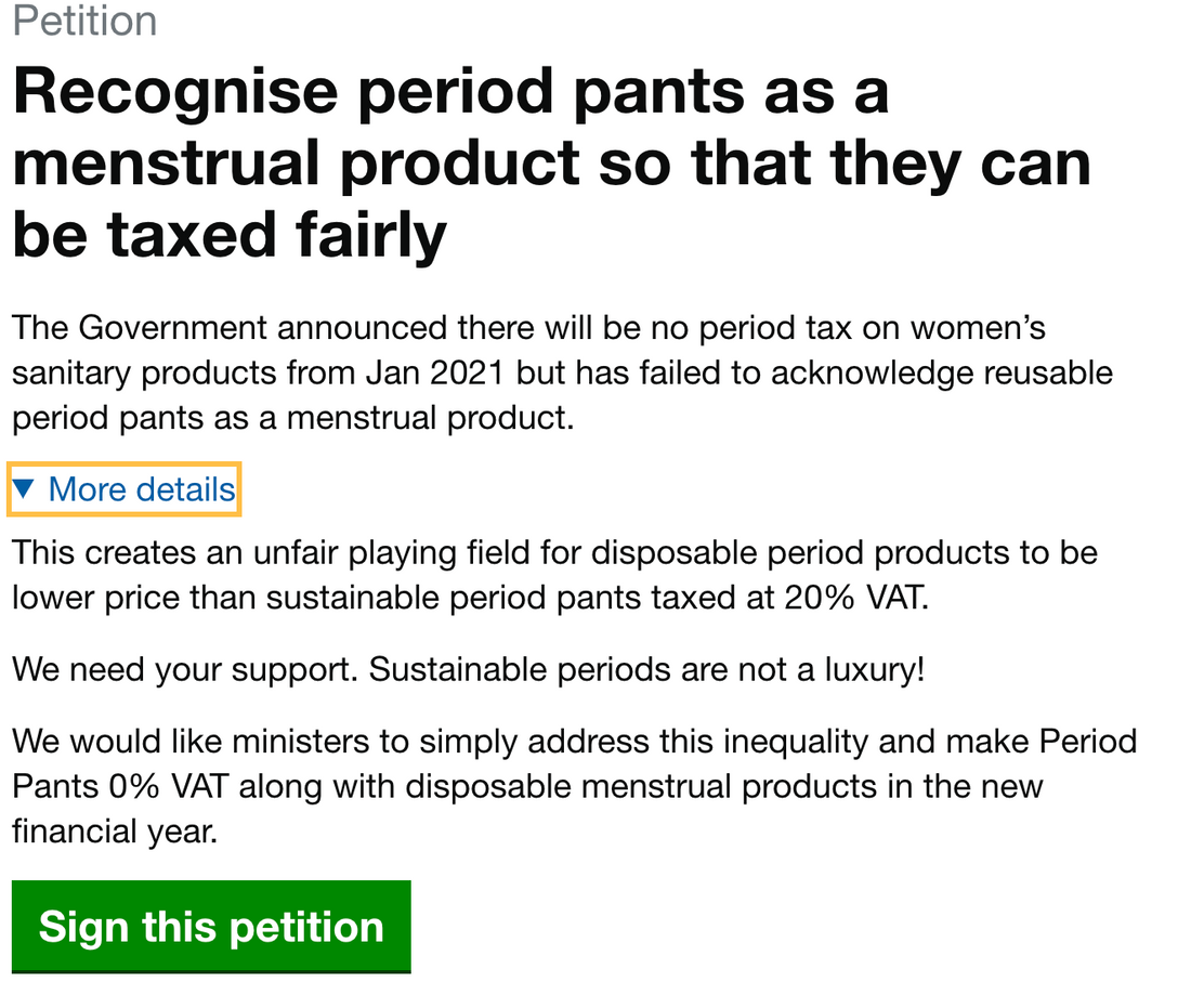 Recognise period pants as a menstrual product so that they can be taxed fairly