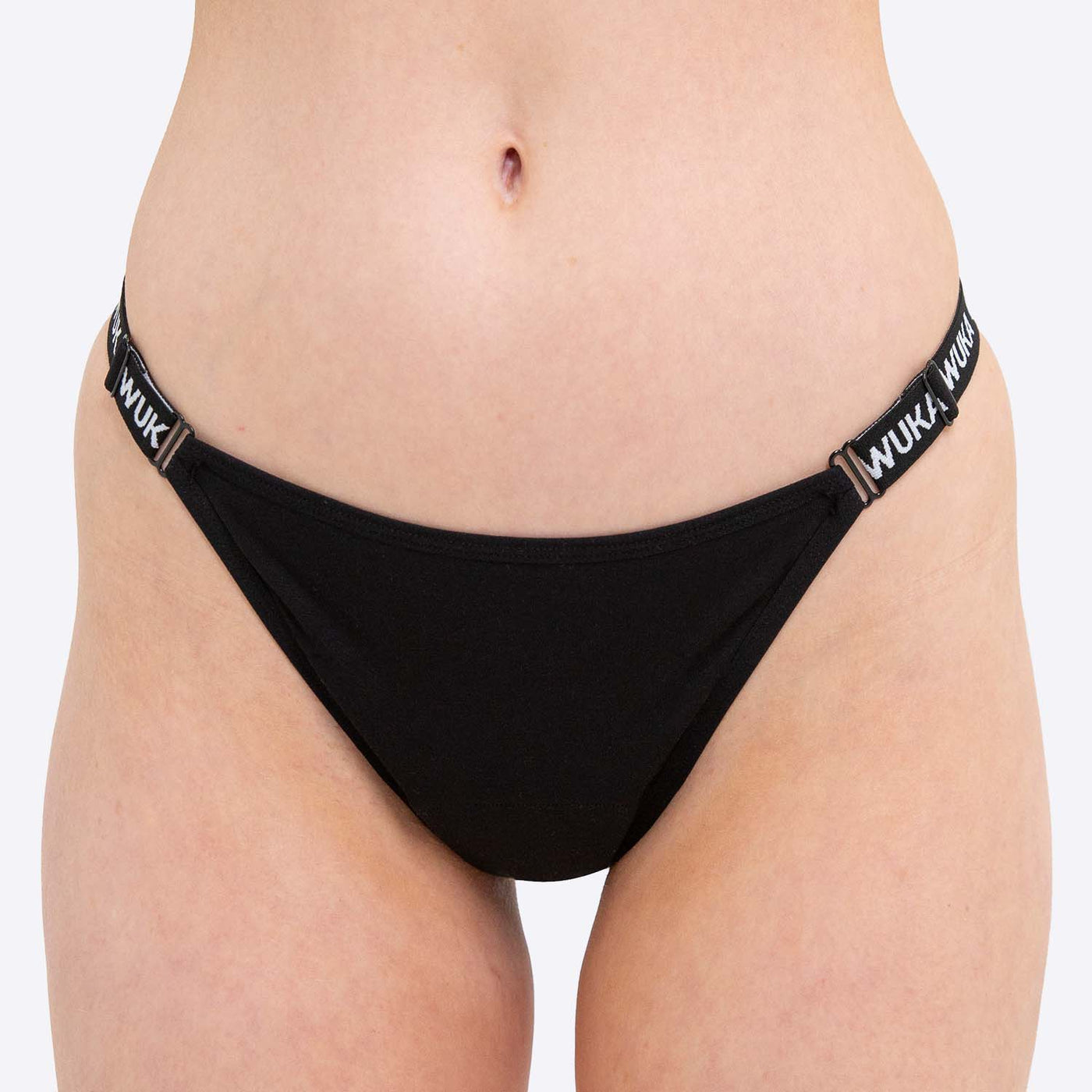 WUKA Flex Logo Bikini Period Pants Style Heavy Flow Black Colour Front Small Model